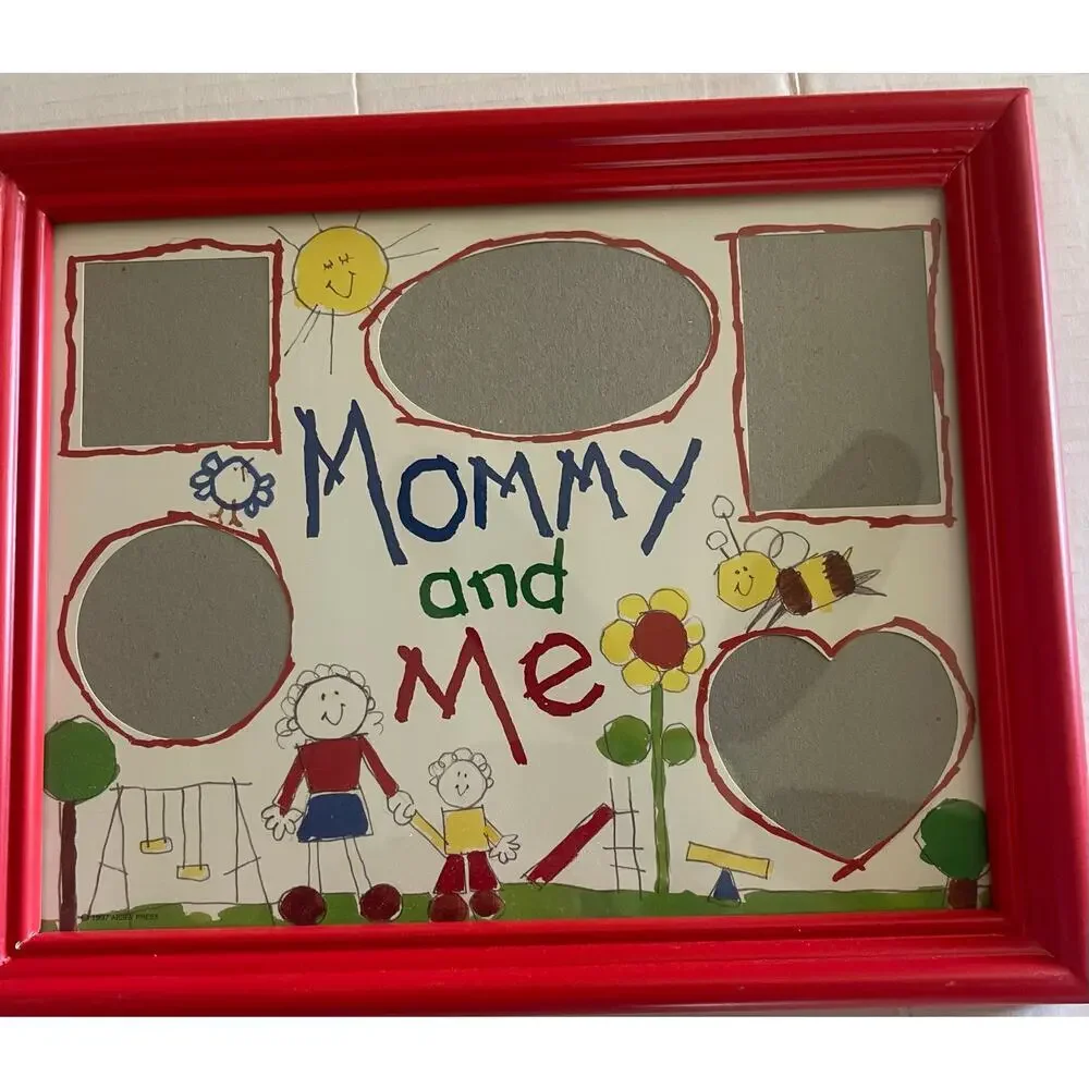 New‎ Mommy and Me Collage Wood Picture Red Frame